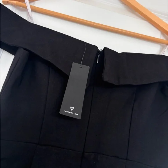 Lulus Hello Romance Black Off-the-Shoulder Bodycon Midi Dress NWT Size Small - Picture 6 of 7